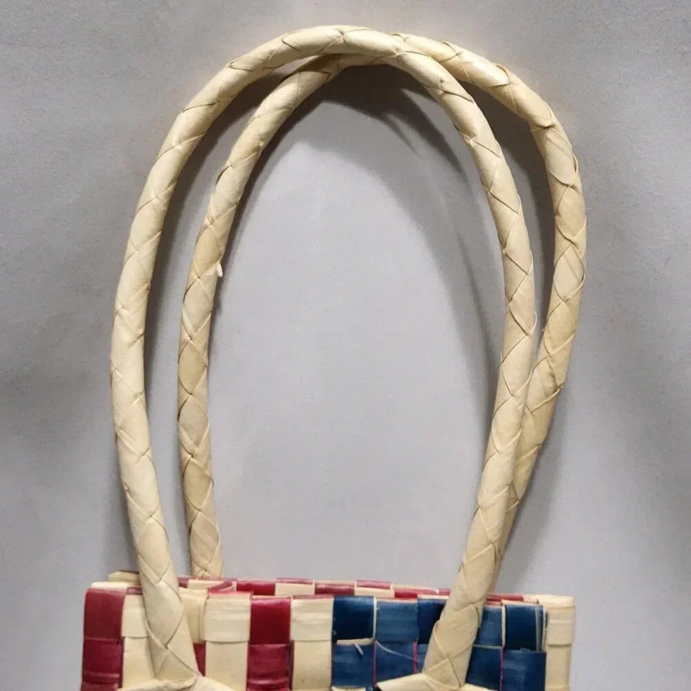 American Flag Woven Straw Grass Bag/ Basket Handmade - Picture 3 of 11